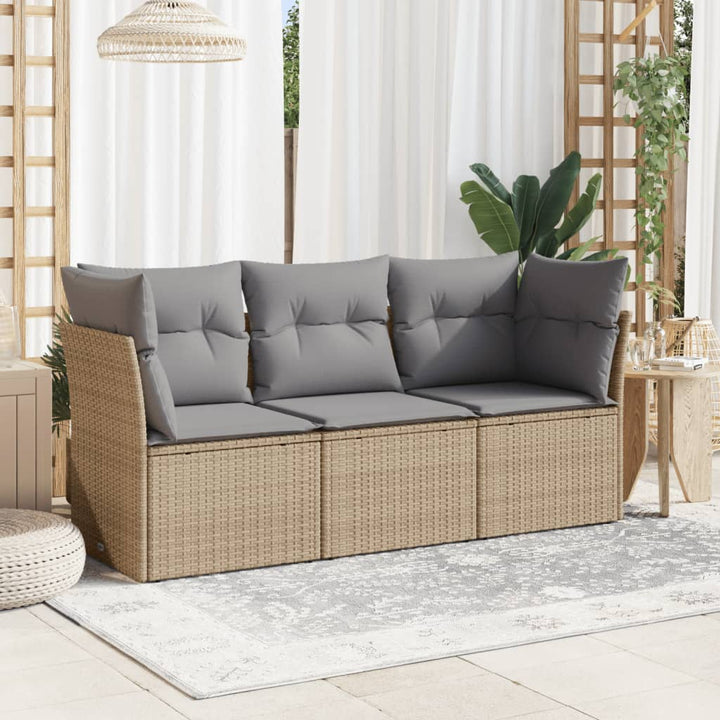Set Mobilier De Grădină Cu Perne, 3 Piese, Negru, Poliratan
