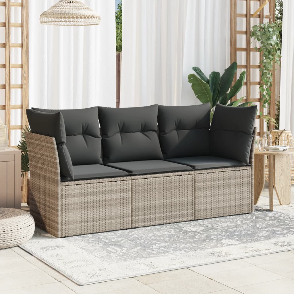 Set Mobilier De Grădină Cu Perne, 3 Piese, Negru, Poliratan