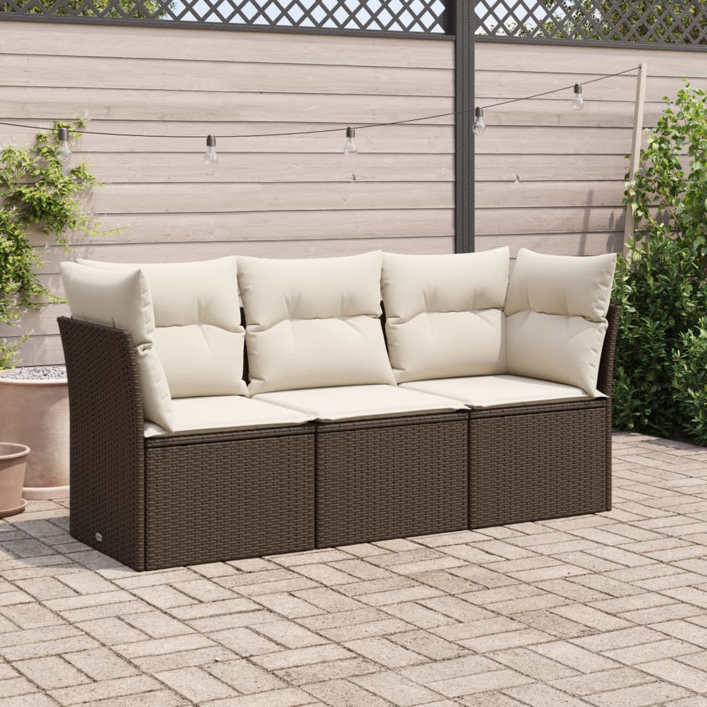 Set Mobilier De Grădină Cu Perne, 3 Piese, Negru, Poliratan