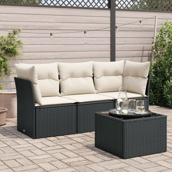 Set Mobilier De Grădină Cu Perne, 3 Piese, Negru, Poliratan