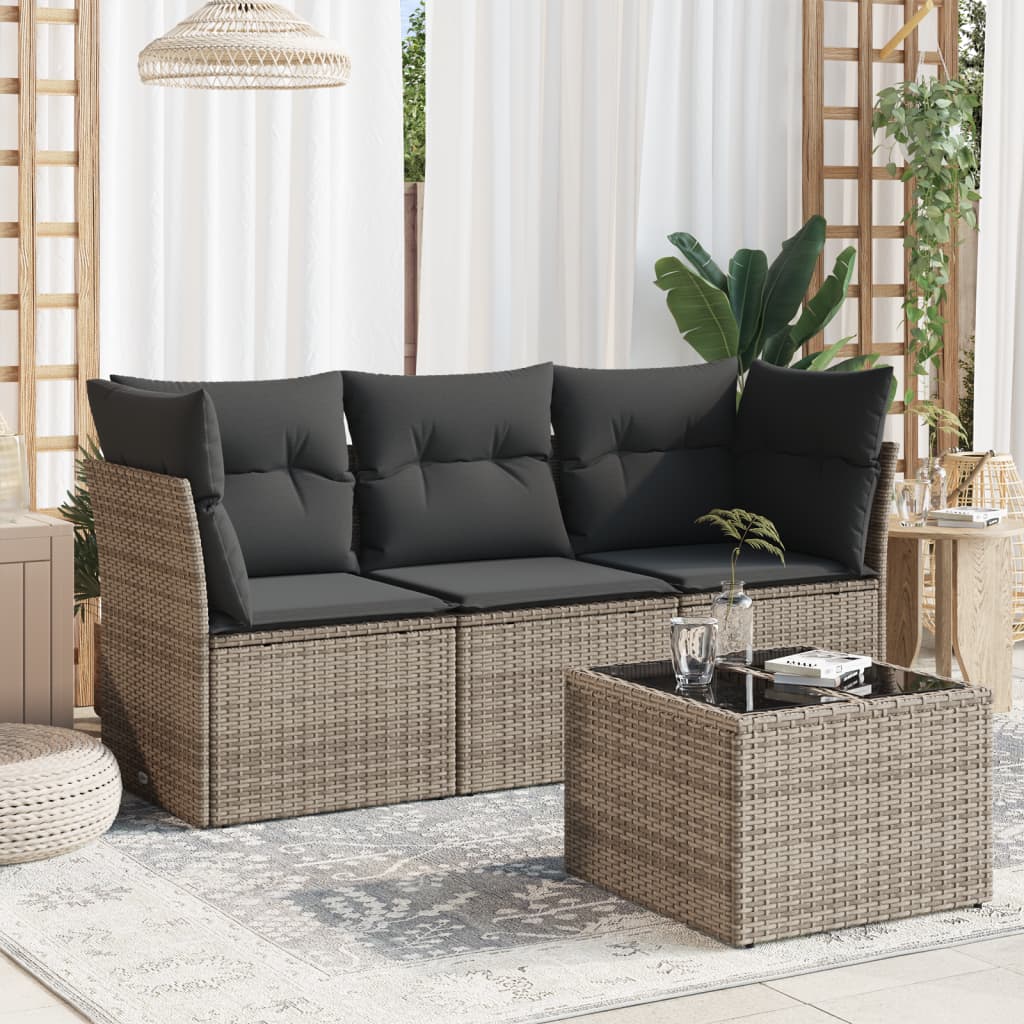 Set Mobilier De Grădină Cu Perne, 3 Piese, Negru, Poliratan
