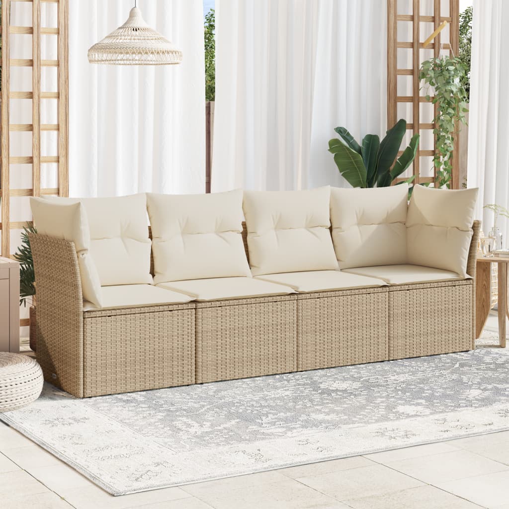 Set Mobilier De Grădină Cu Perne, 4 Piese, , Poliratan