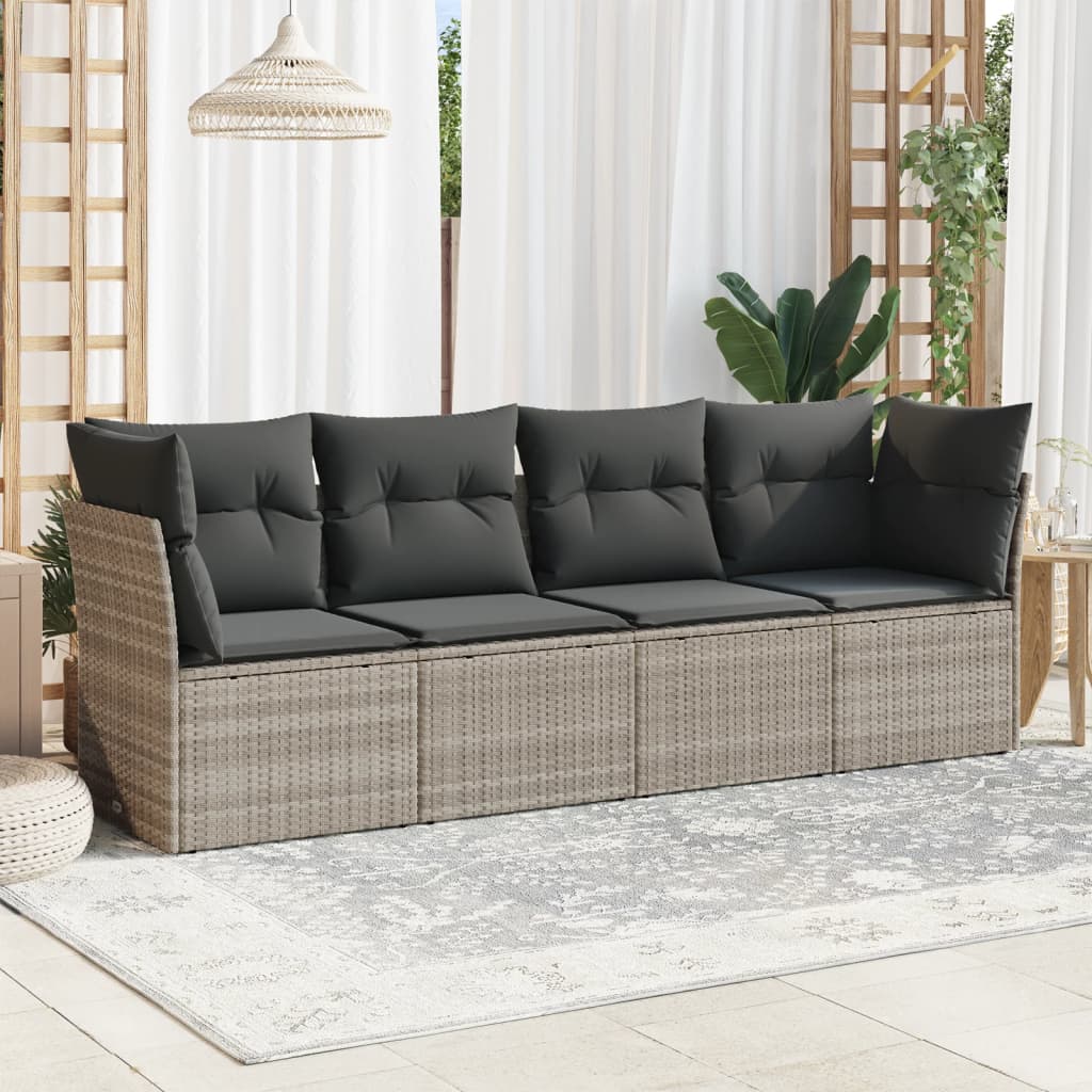 Set Mobilier De Grădină Cu Perne, 4 Piese, , Poliratan