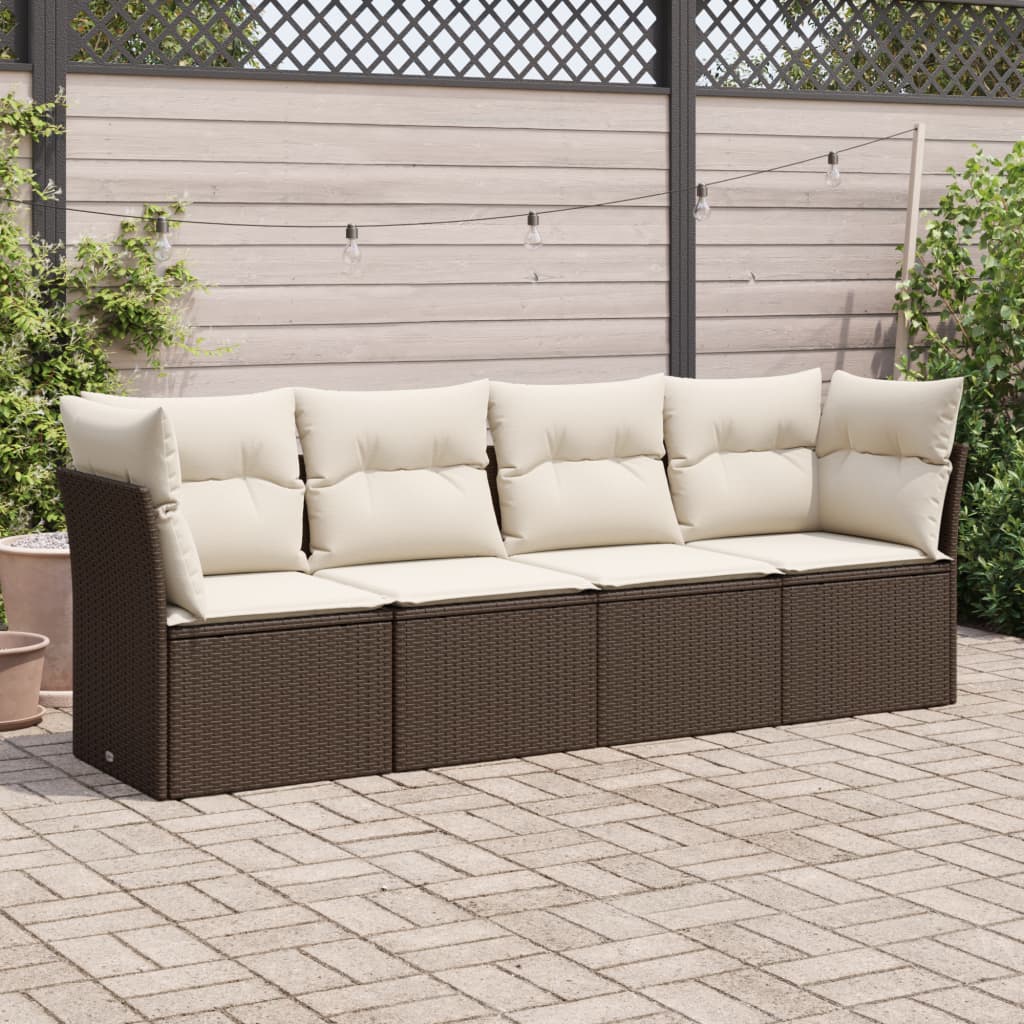Set Mobilier De Grădină Cu Perne, 4 Piese, , Poliratan