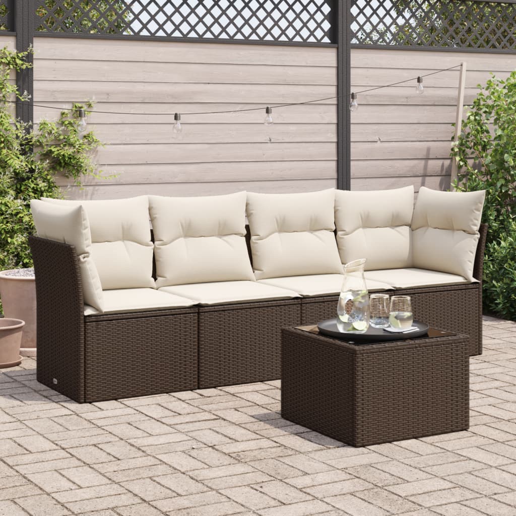 Set Mobilier De Grădină Cu Perne, 4 Piese, , Poliratan