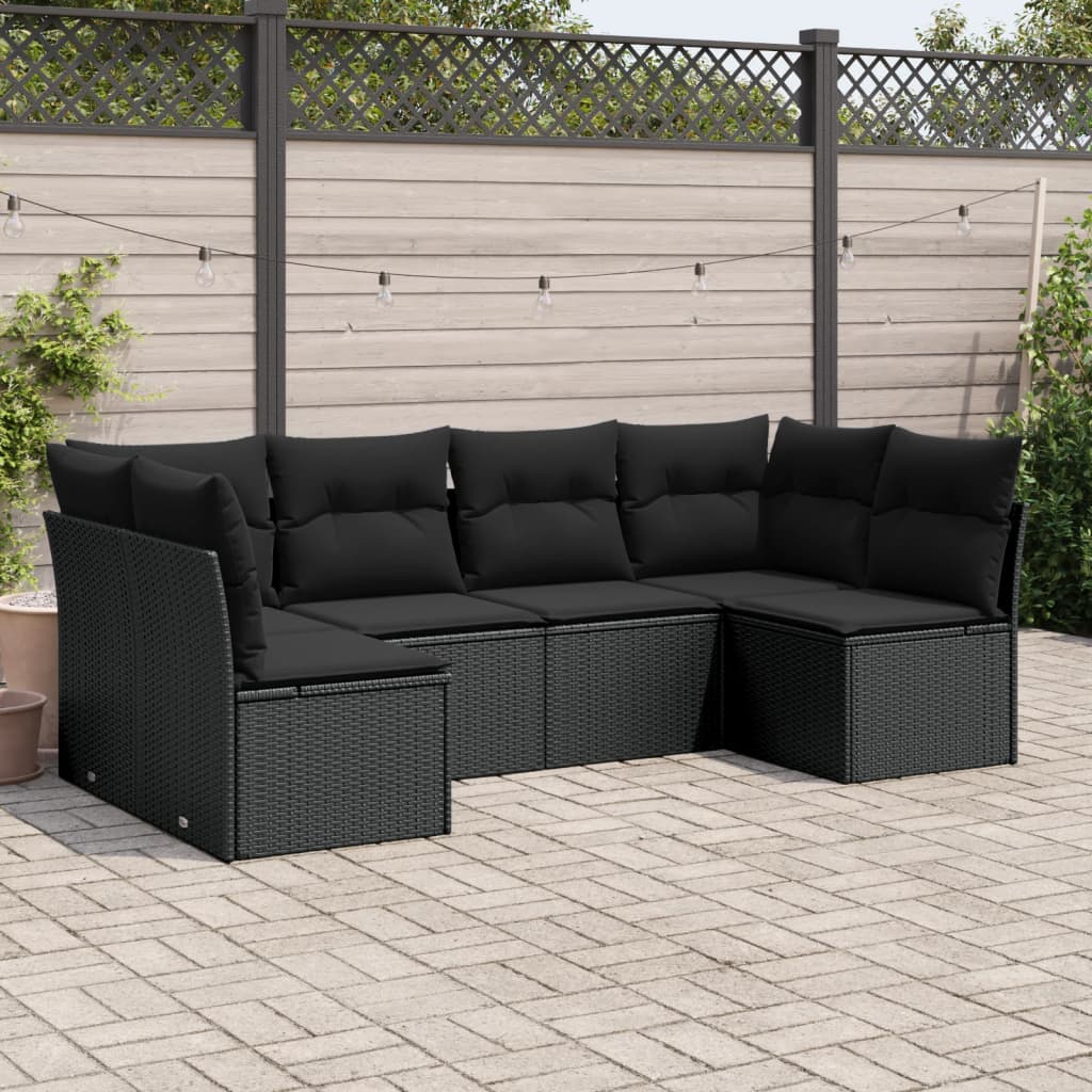Set Canapele De Grădină Cu Perne, 6 Piese, Bej, Poliratan