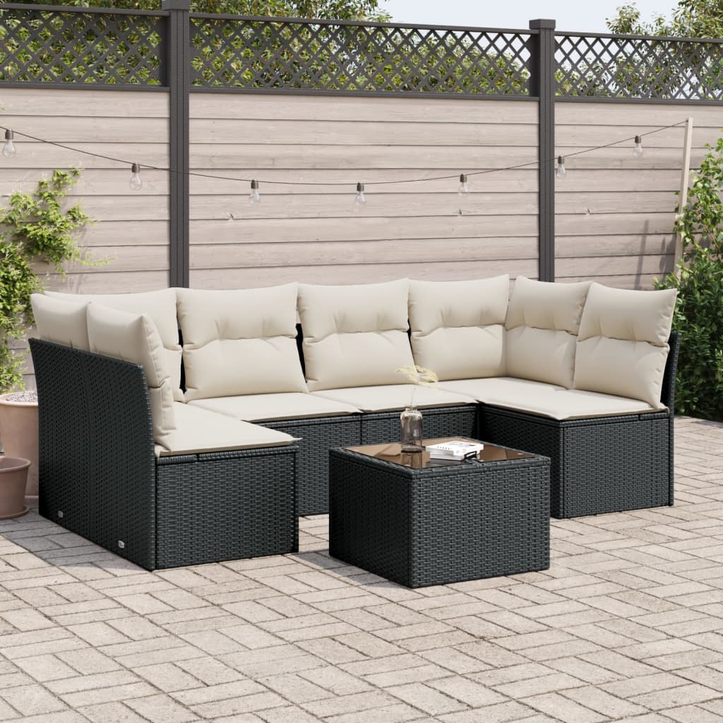 Set Canapele De Grădină Cu Perne, 6 Piese, Bej, Poliratan