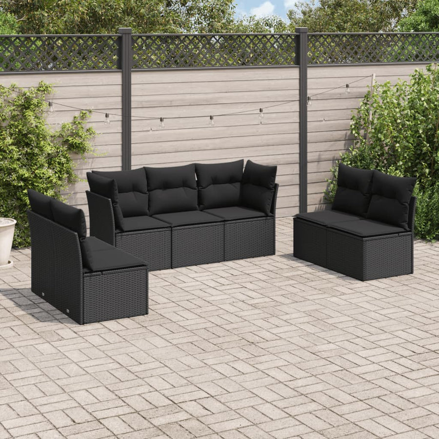Set Canapele De Grădină Cu Perne, 7 Piese, , Poliratan