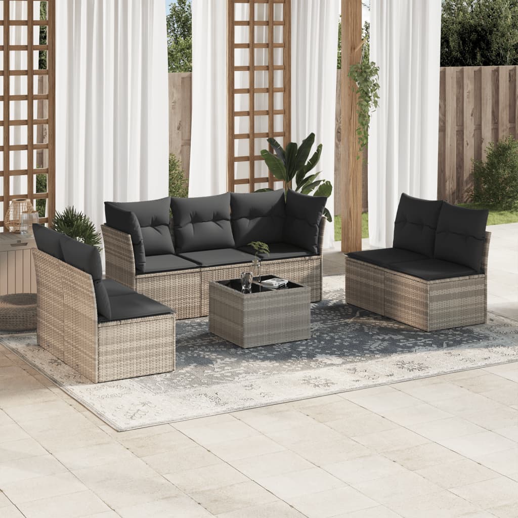 Set Canapele De Grădină Cu Perne, 7 Piese, , Poliratan