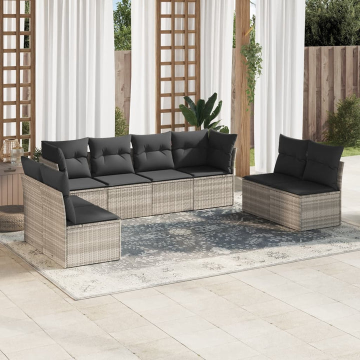Set Canapele De Grădină, 9 Piese, Cu Perne, Bej, Poliratan