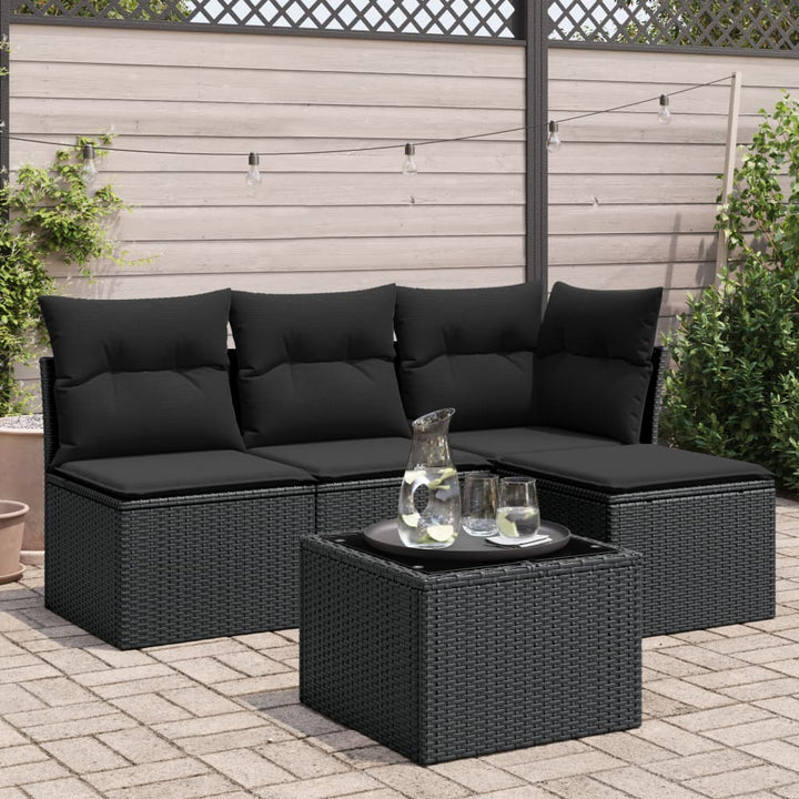 Set Canapele De Grădină Cu Perne, 5 Piese Poliratan