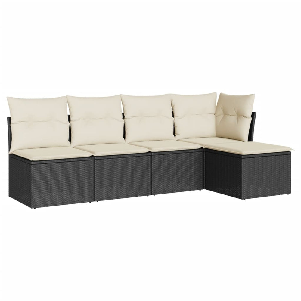 Set Mobilier De Grădină Cu Perne, 5 Piese, Negru, Poliratan