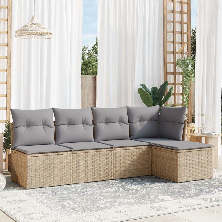 Set Mobilier De Grădină Cu Perne, 5 Piese, Negru, Poliratan