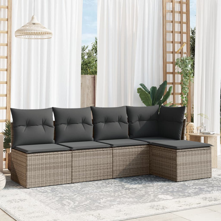 Set Mobilier De Grădină Cu Perne, 5 Piese, Negru, Poliratan