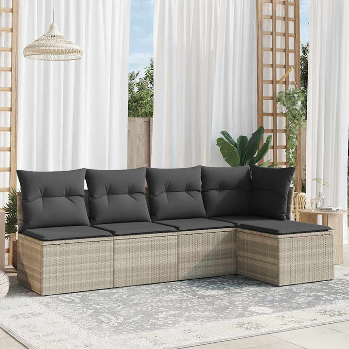 Set Mobilier De Grădină Cu Perne, 5 Piese, Negru, Poliratan