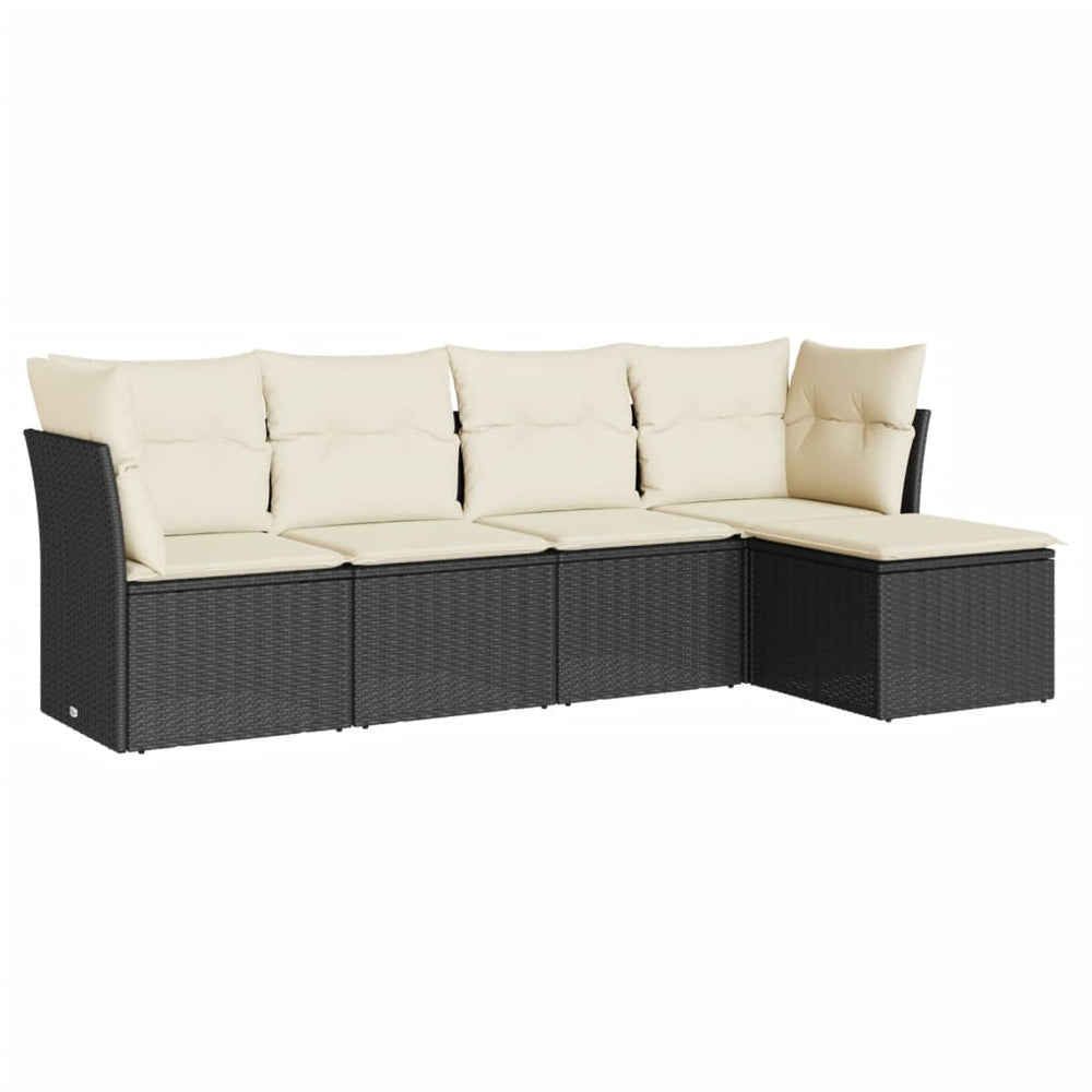 Set Mobilier De Grădină Cu Perne, 5 Piese, Negru, Poliratan