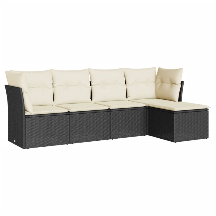 Set Mobilier De Grădină Cu Perne, 5 Piese, Negru, Poliratan