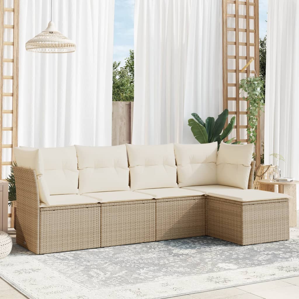 Set Mobilier De Grădină Cu Perne, 5 Piese, Negru, Poliratan
