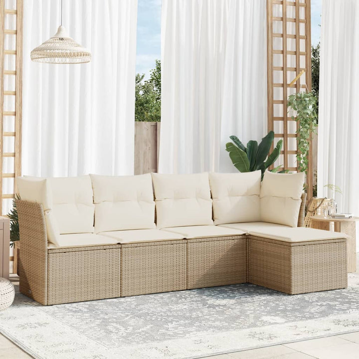 Set Mobilier De Grădină Cu Perne, 5 Piese, Negru, Poliratan