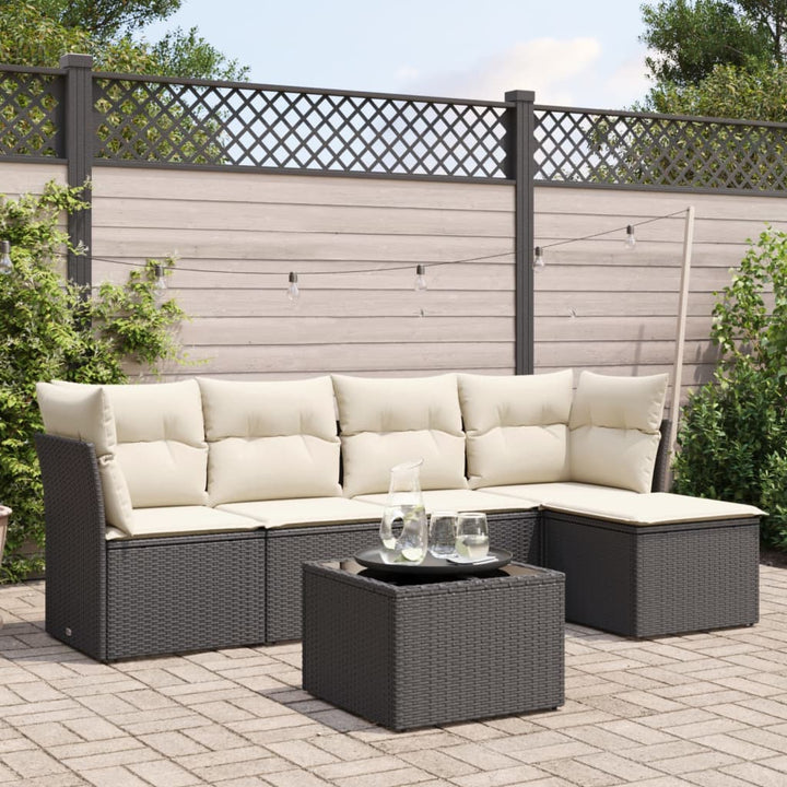 Set Mobilier De Grădină Cu Perne, 5 Piese, Negru, Poliratan