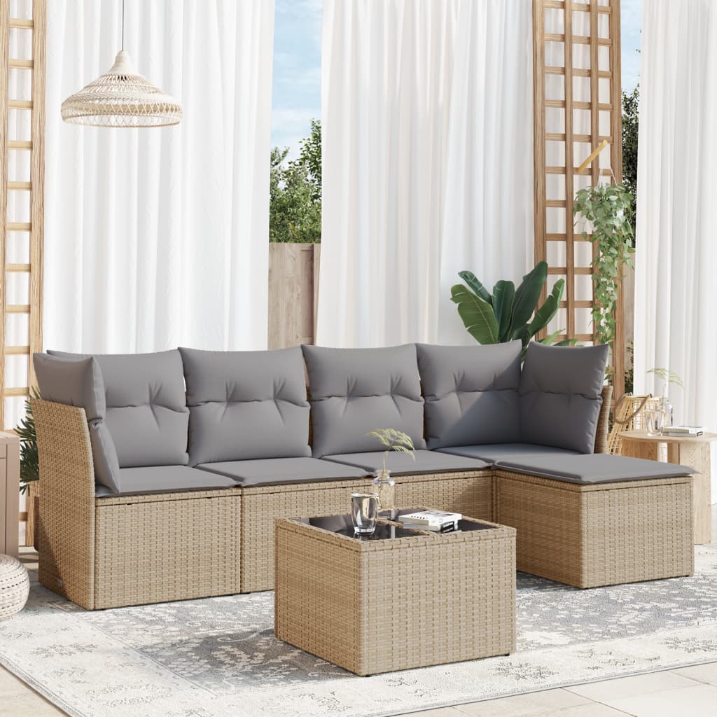 Set Mobilier De Grădină Cu Perne, 5 Piese, Negru, Poliratan