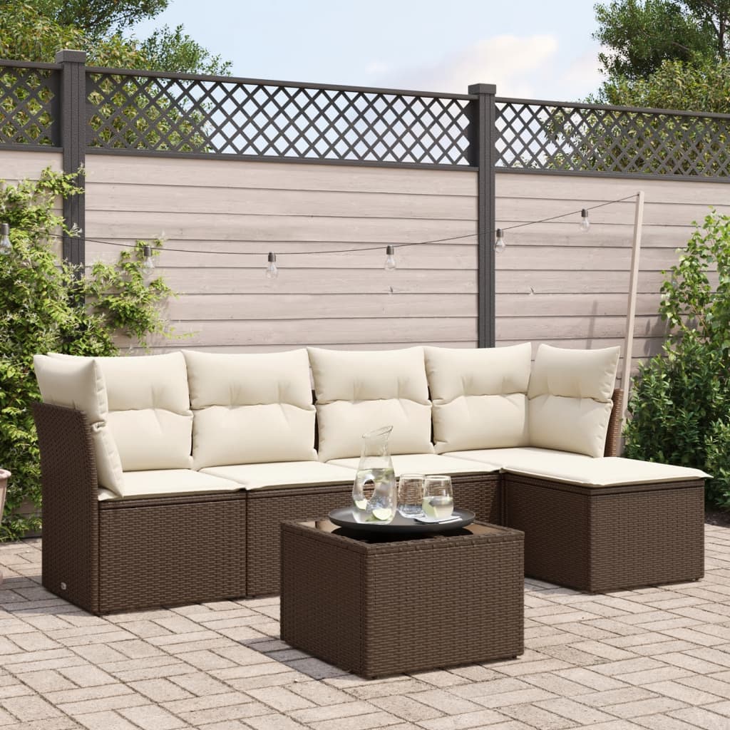 Set Mobilier De Grădină Cu Perne, 5 Piese, Negru, Poliratan