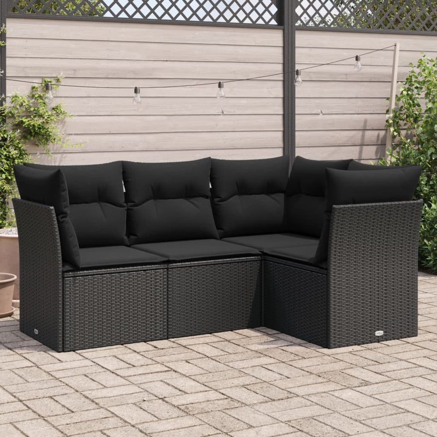 Set Mobilier De Grădină Cu Perne, 4 Piese, , Poliratan