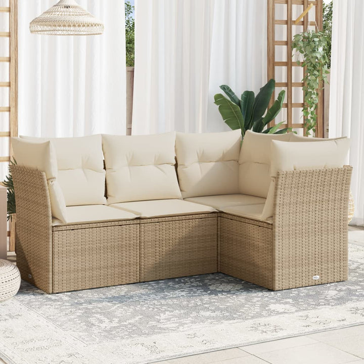 Set Mobilier De Grădină Cu Perne, 4 Piese, , Poliratan