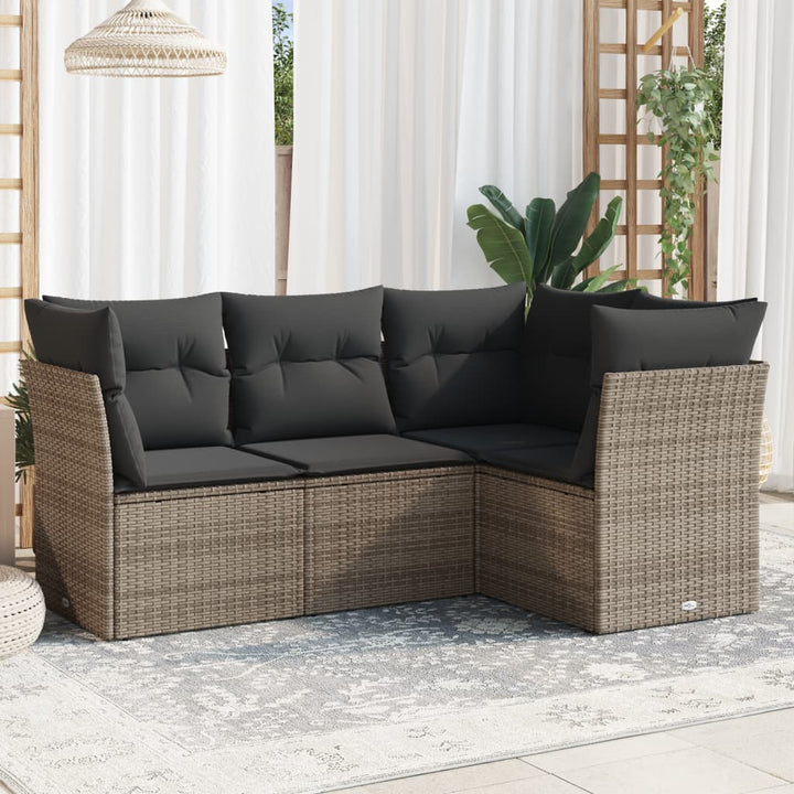 Set Mobilier De Grădină Cu Perne, 4 Piese, , Poliratan