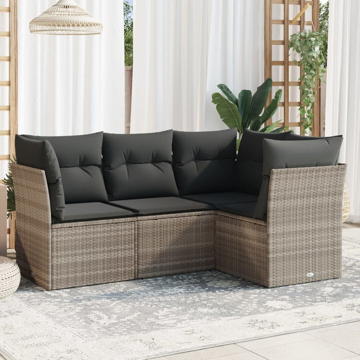 Set Mobilier De Grădină Cu Perne, 4 Piese, , Poliratan