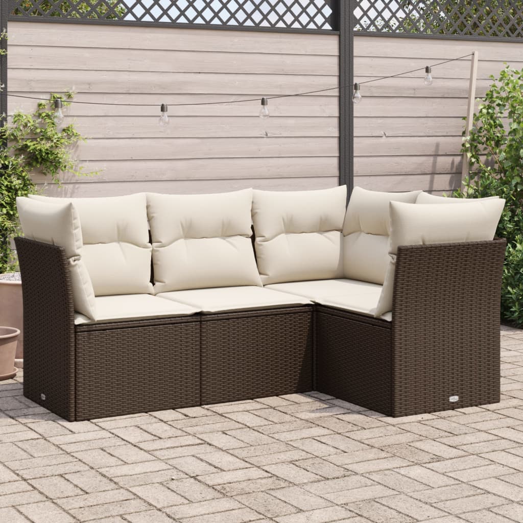 Set Mobilier De Grădină Cu Perne, 4 Piese, , Poliratan