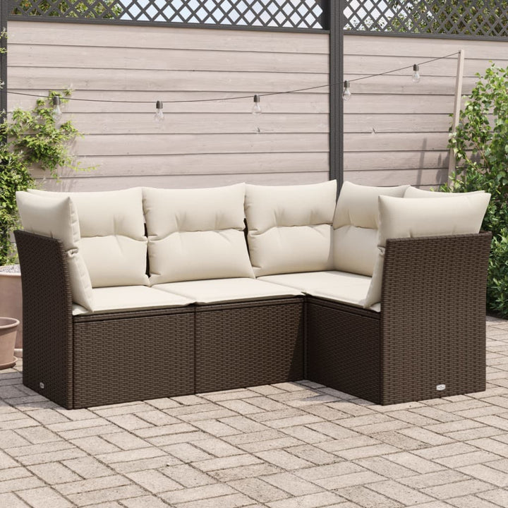 Set Mobilier De Grădină Cu Perne, 4 Piese, , Poliratan
