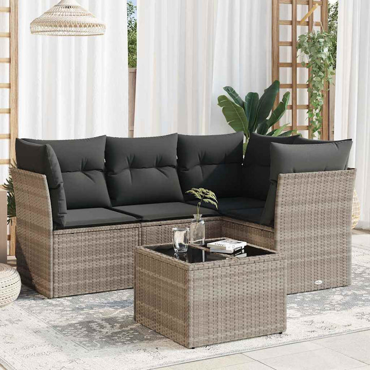 Set Mobilier De Grădină Cu Perne, 4 Piese, , Poliratan