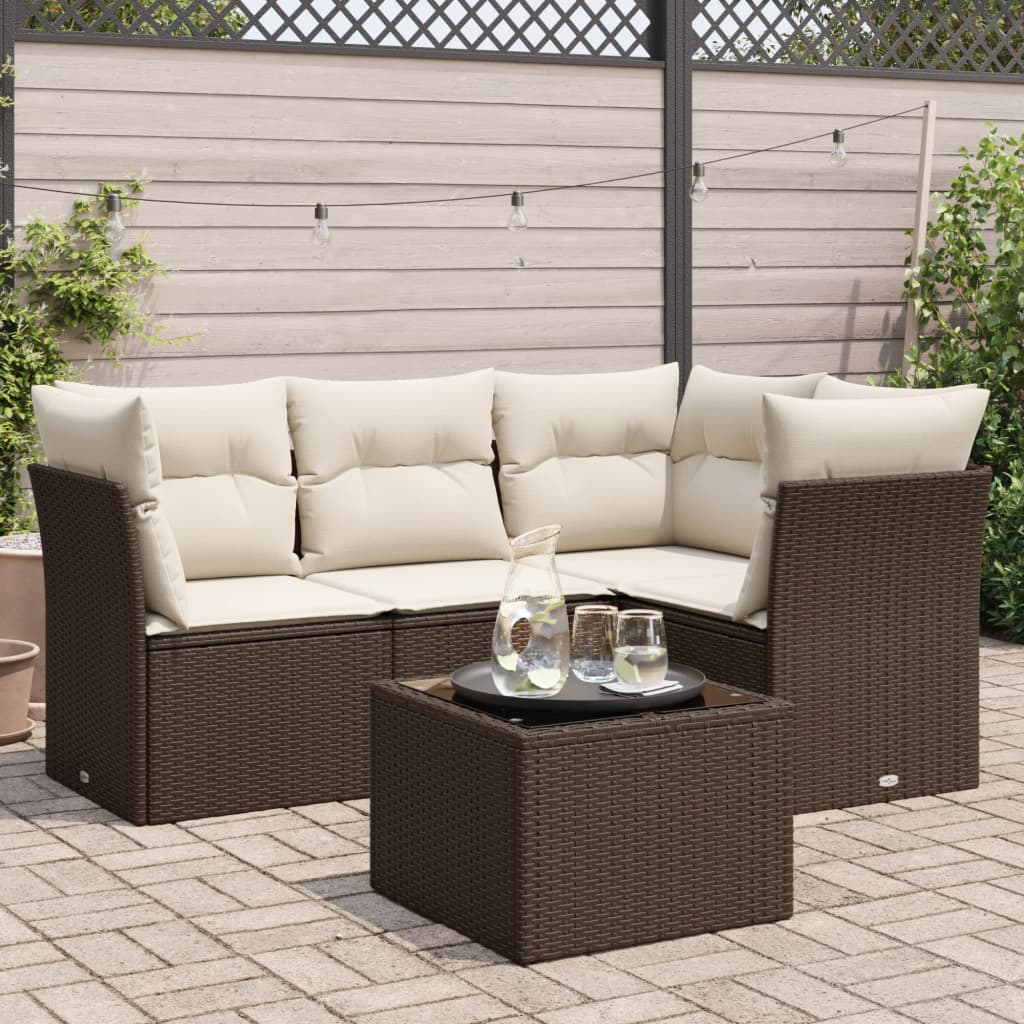 Set Mobilier De Grădină Cu Perne, 4 Piese, , Poliratan