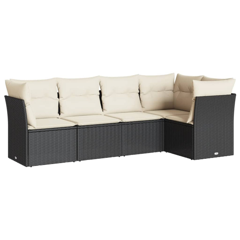 Set Mobilier De Grădină Cu Perne, 5 Piese, Negru, Poliratan
