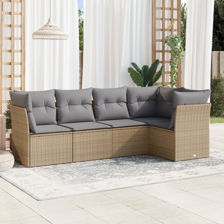 Set Mobilier De Grădină Cu Perne, 5 Piese, Negru, Poliratan