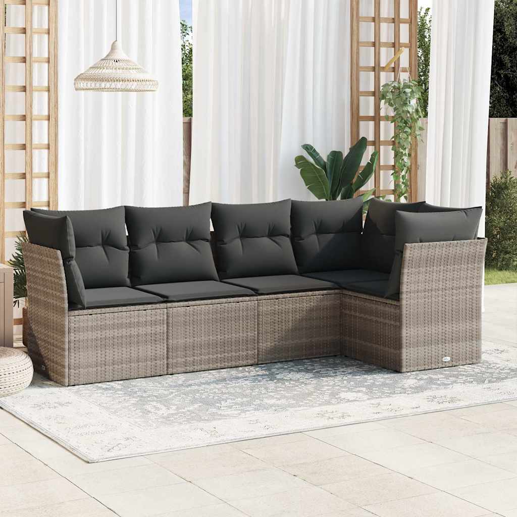 Set Mobilier De Grădină Cu Perne, 5 Piese, Negru, Poliratan