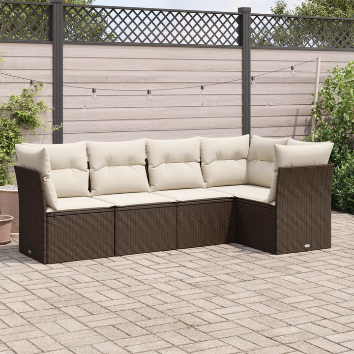 Set Mobilier De Grădină Cu Perne, 5 Piese, Negru, Poliratan