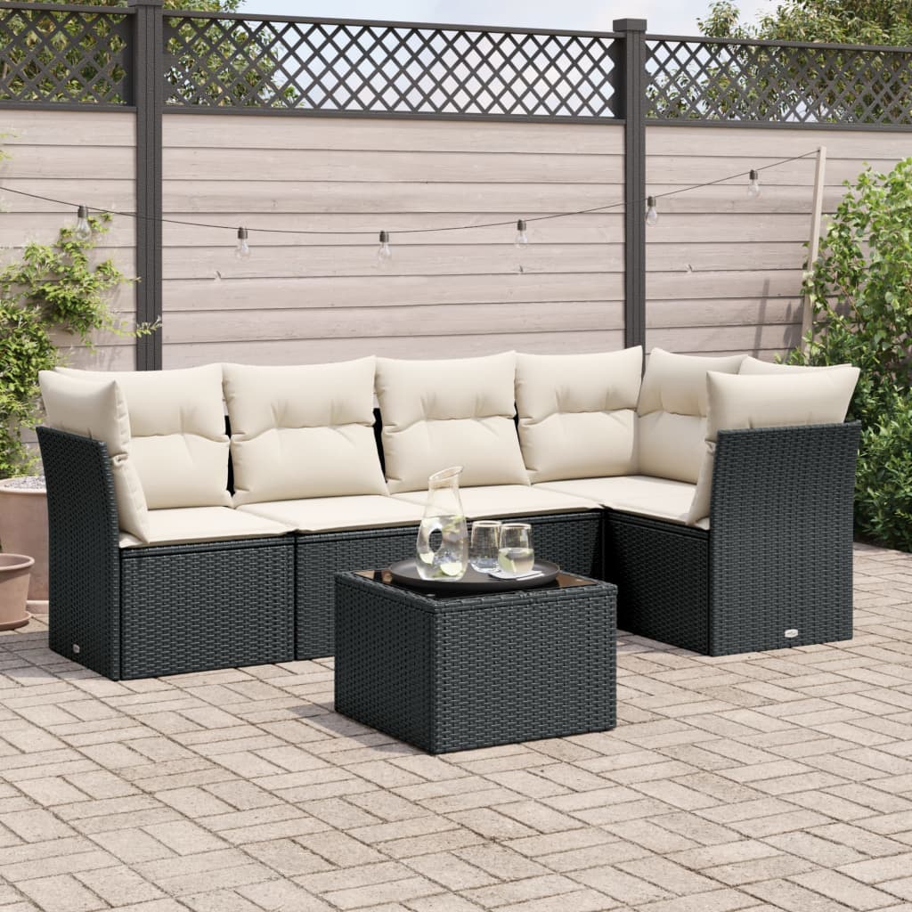 Set Mobilier De Grădină Cu Perne, 5 Piese, Negru, Poliratan