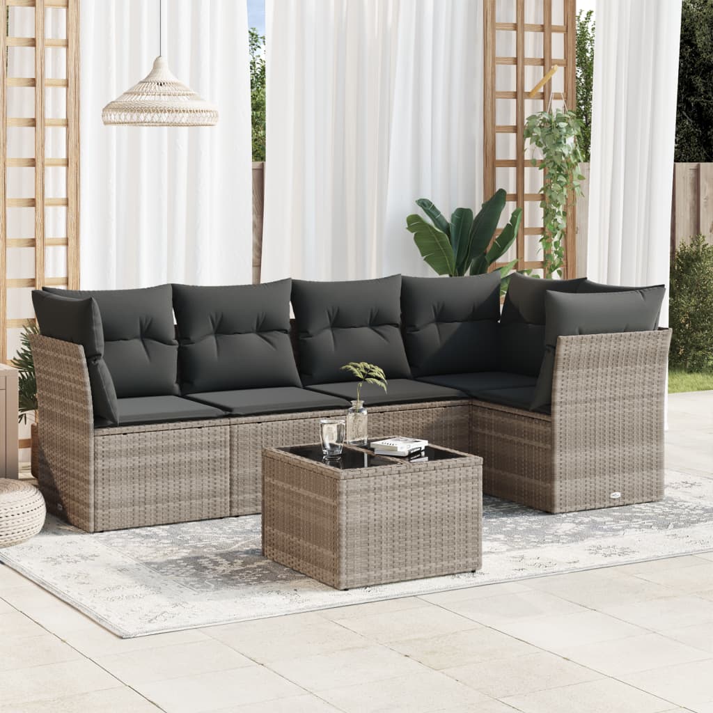 Set Mobilier De Grădină Cu Perne, 5 Piese, Negru, Poliratan