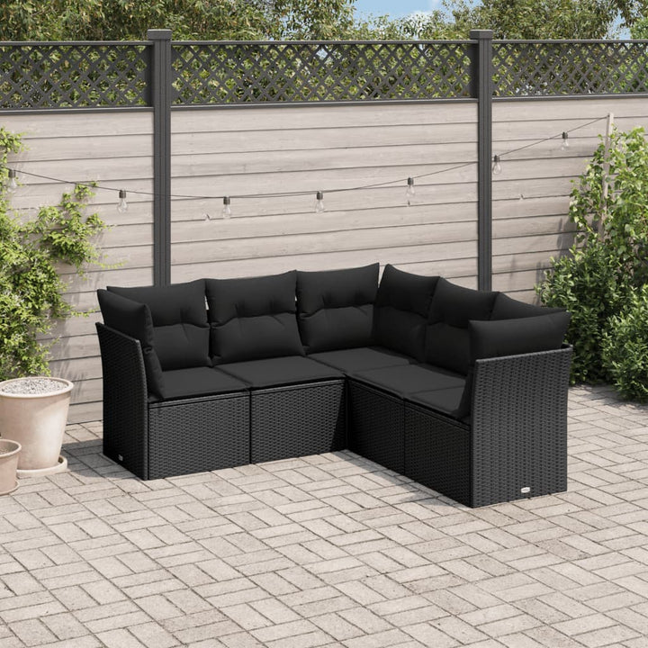 Set Canapele De Grădină Cu Perne, 5 Piese, Bej, Poliratan