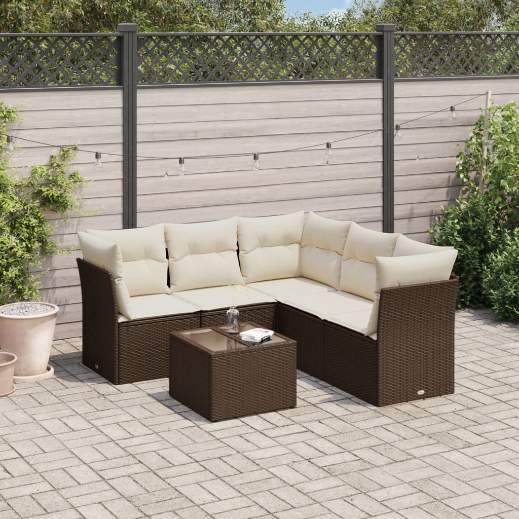 Set Canapele De Grădină Cu Perne, 5 Piese, Bej, Poliratan