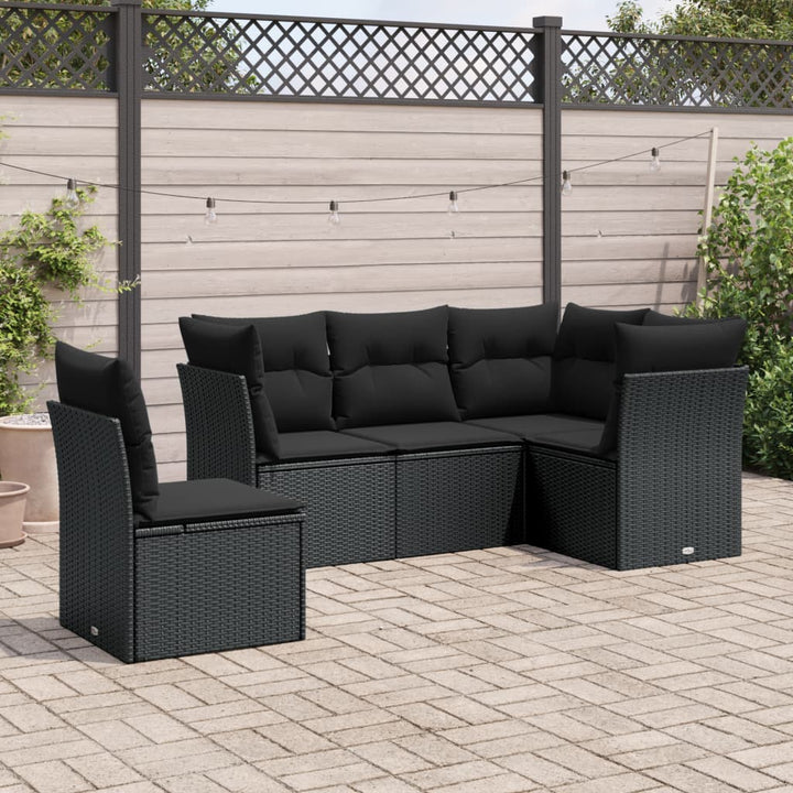 Set Canapele De Grădină Cu Perne, 5 Piese, Bej, Poliratan
