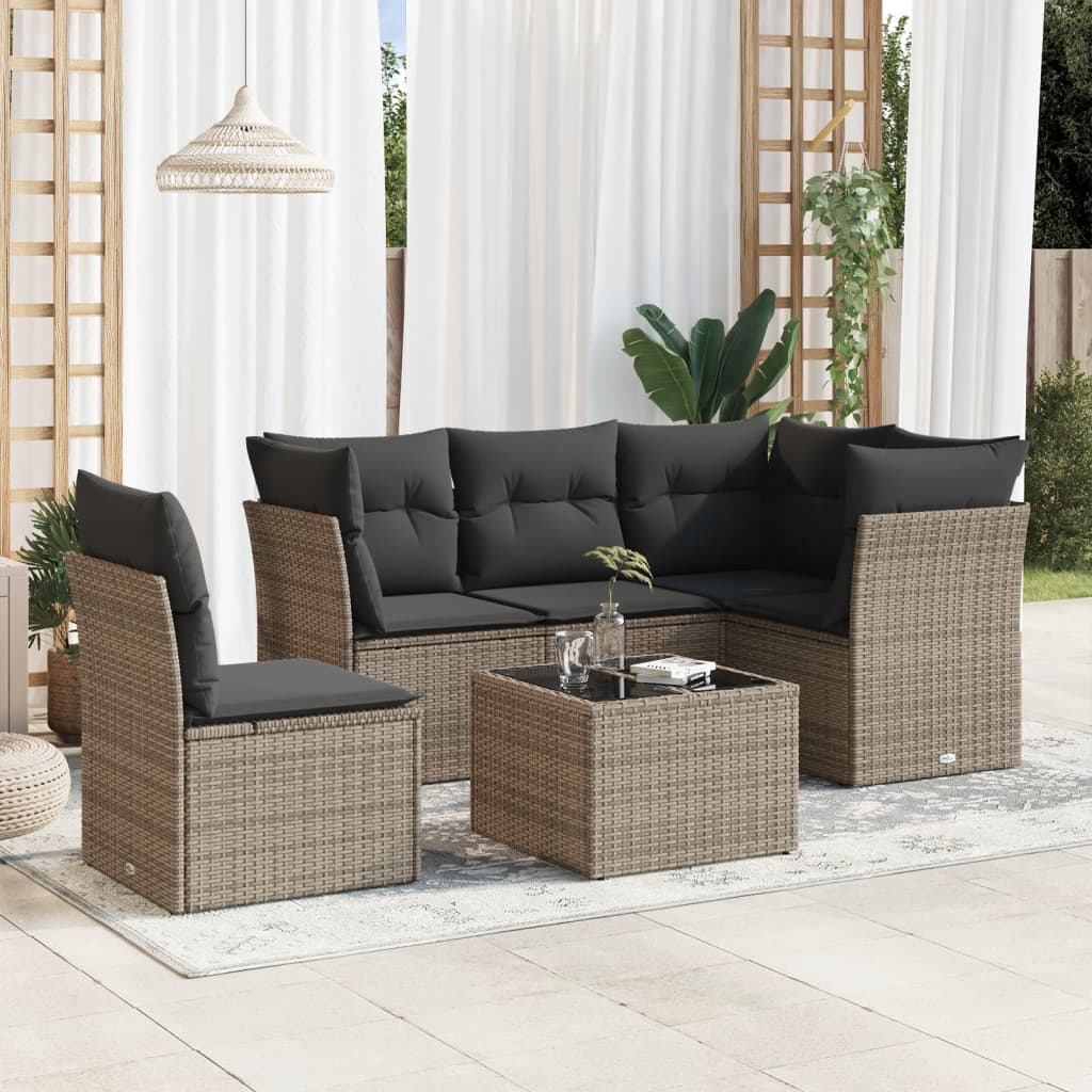 Set Canapele De Grădină Cu Perne, 5 Piese, Bej, Poliratan