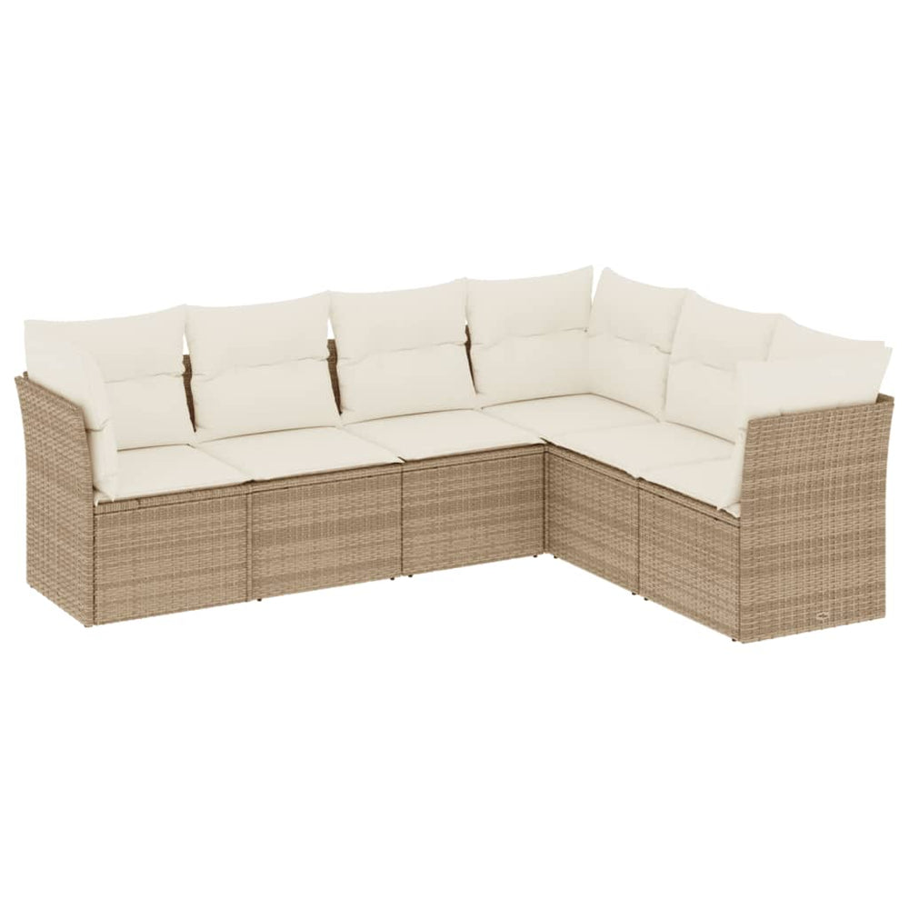 Set Canapele De Grădină Cu Perne, 6 Piese, Bej, Poliratan