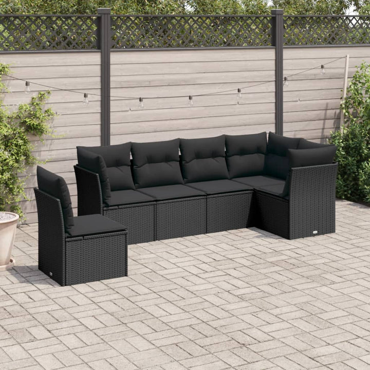 Set Canapele De Grădină Cu Perne, 6 Piese, Maro, Poliratan