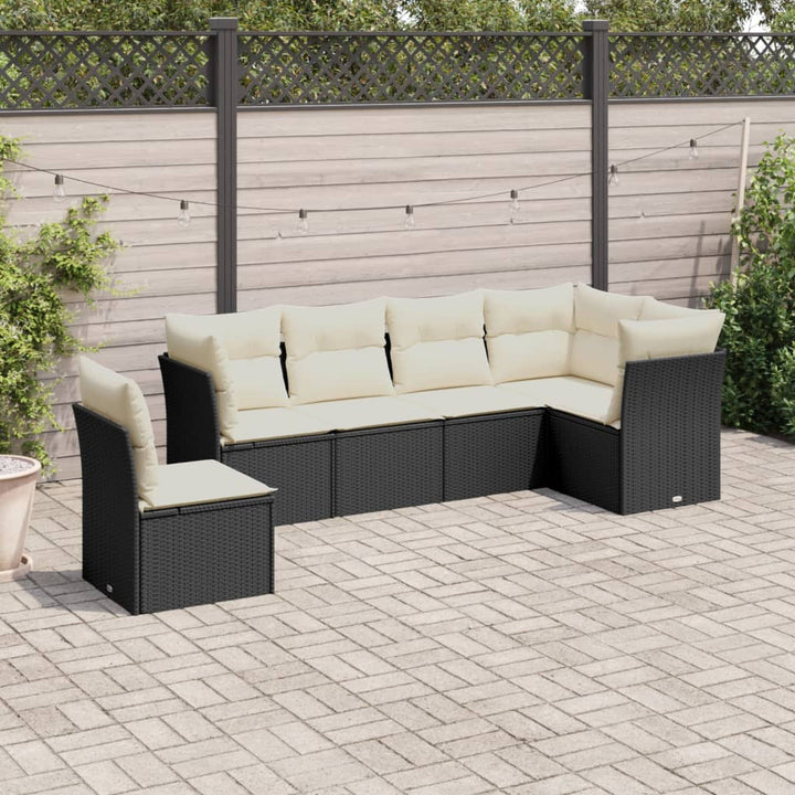 Set Canapele De Grădină Cu Perne, 6 Piese, Maro, Poliratan