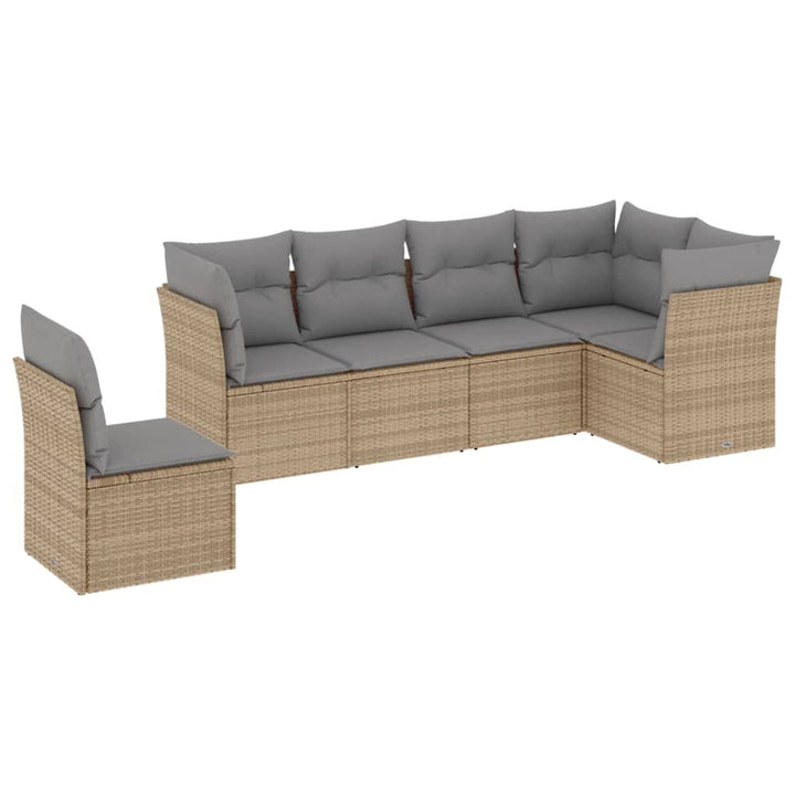 Set Canapele De Grădină Cu Perne, 6 Piese, Maro, Poliratan