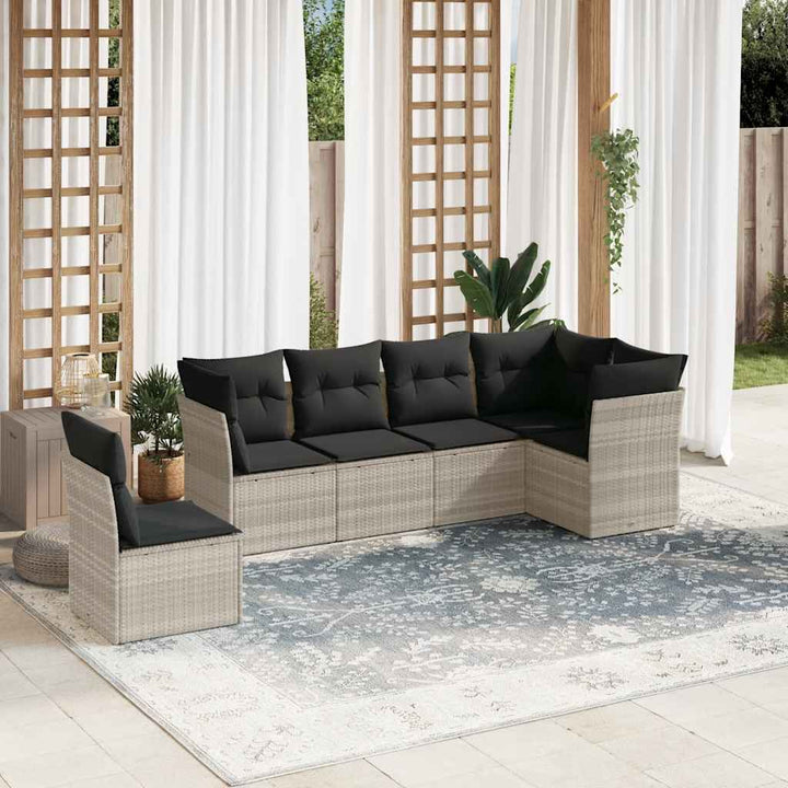 Set Canapele De Grădină Cu Perne, 6 Piese, Maro, Poliratan