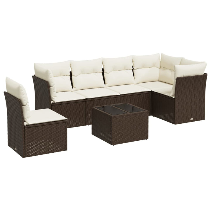 Set Canapele De Grădină Cu Perne, 6 Piese, Maro, Poliratan